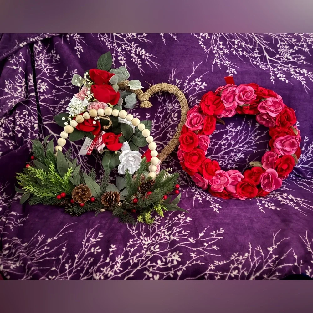 Christmas , valentines Red Berry / Pinecone Wreaths